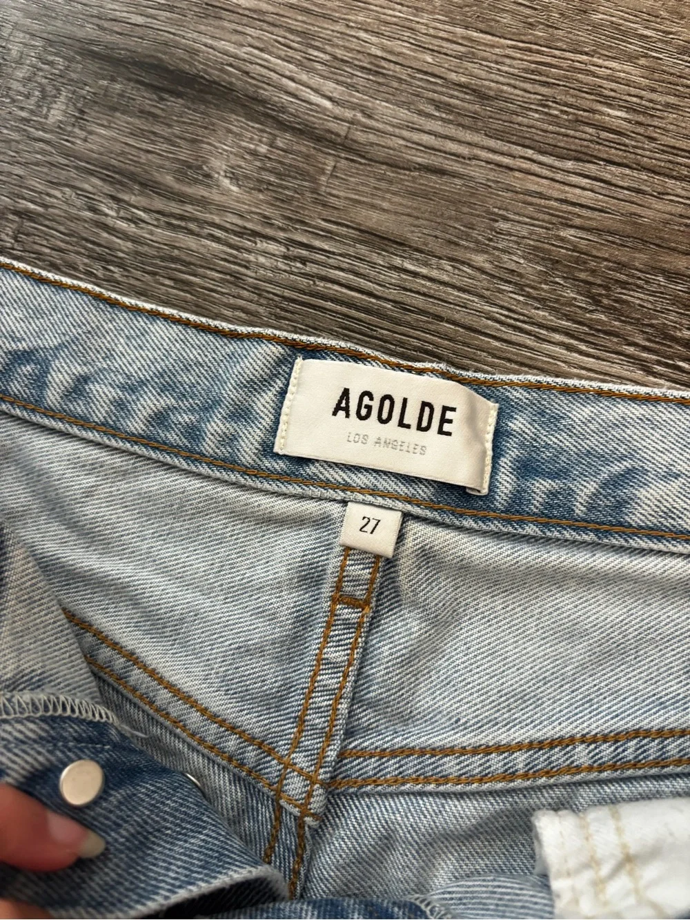 AGOLDE Parker Long size 27 Light Wash Distressed Denim Shorts 100% Cotton